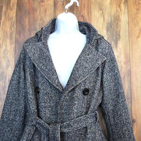 Details INTL Black/White Women's Speckled Double Breast Pea Coat M - Picture 2 of 7